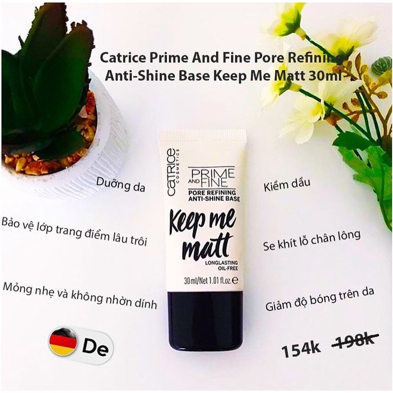 [Chuẩn Auth] Kem Lót Kiềm Dầu, Se Lỗ Chân Lông Catrice Prime And Fine Base Keep Me Matt 30ml