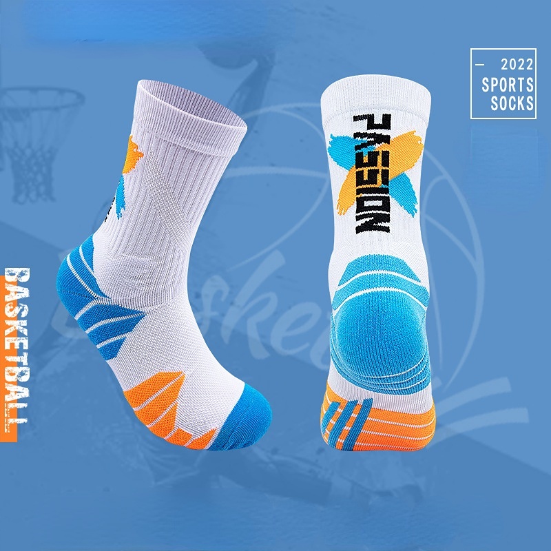 Vớ thể thao cổ cao chất liệu dày thấm hút màu sắc tương phản thời trang cho nam
