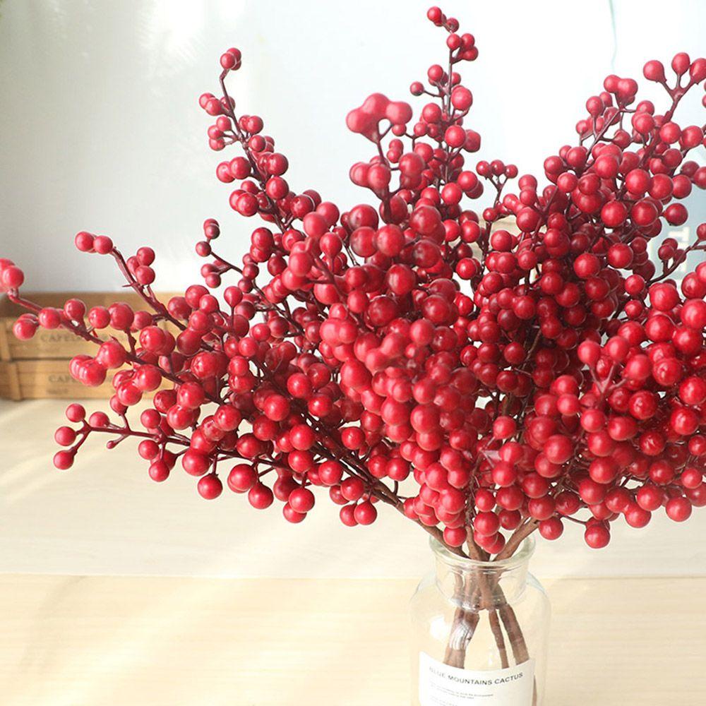 Chùm Berry Đỏ Nhân Tạo 5 Bông Trang Trí Năm Mới