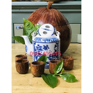 bình đựng ấm trà trái dừa