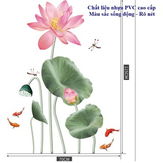 Decal giấy dán tường [PHONG THỦY] Decan Sen an lạc