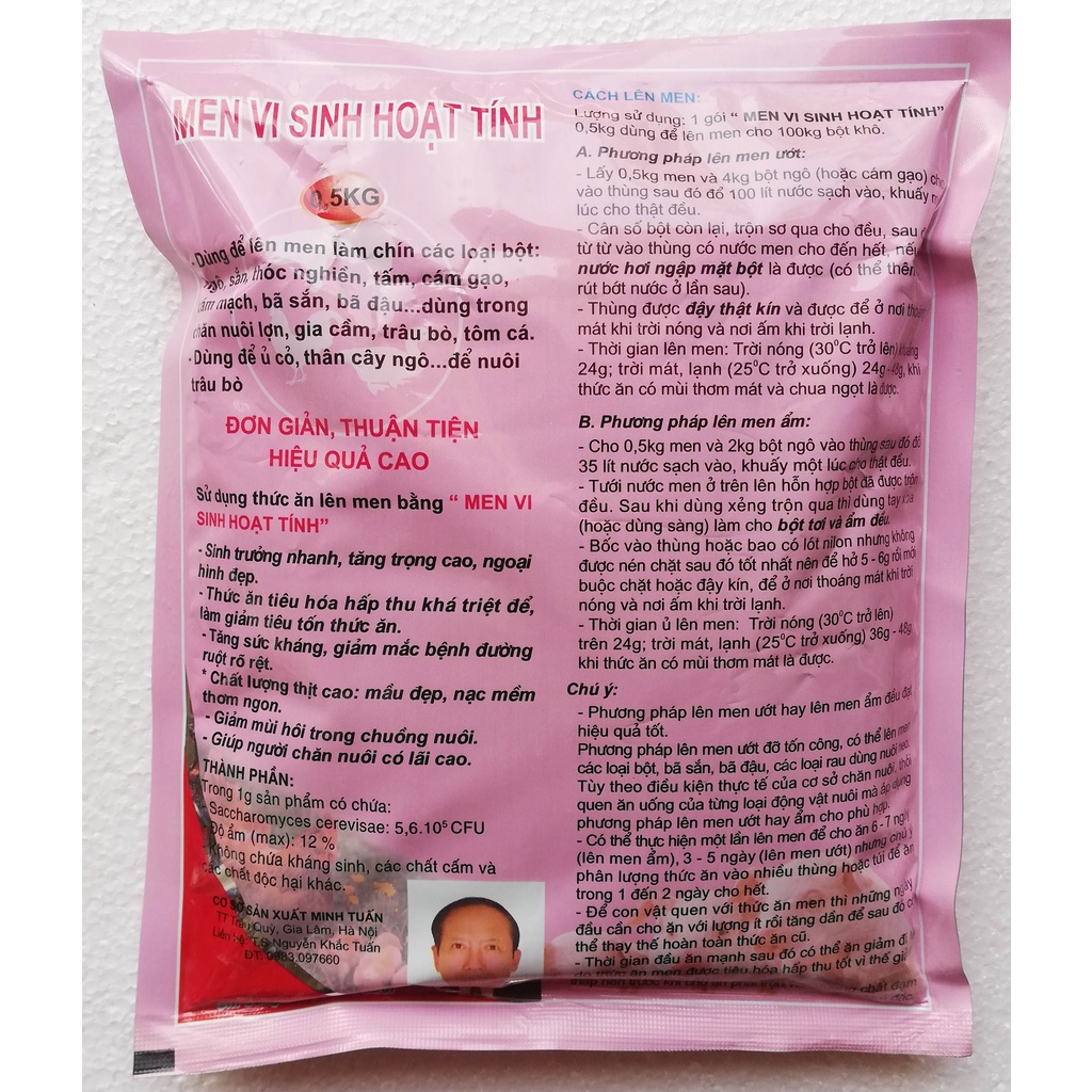 2 gói Men ủ vi sinh hoạt tính 500g tổng = 1kg