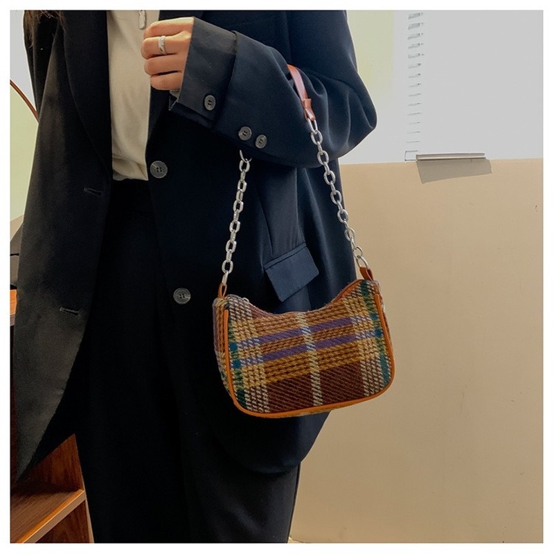 Túi tote Đeo Vai / Đeo Cánh Tay Cỡ Lớn Họa Tiết Kẻ Sọc Chất Liệu canvas Thời Trang Thu Đông NB00357