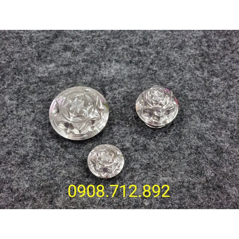 Bộ ốc mâm lửa và nấp nhớt mẫu G3 inox 304 không gỉ gắn các dòng xe