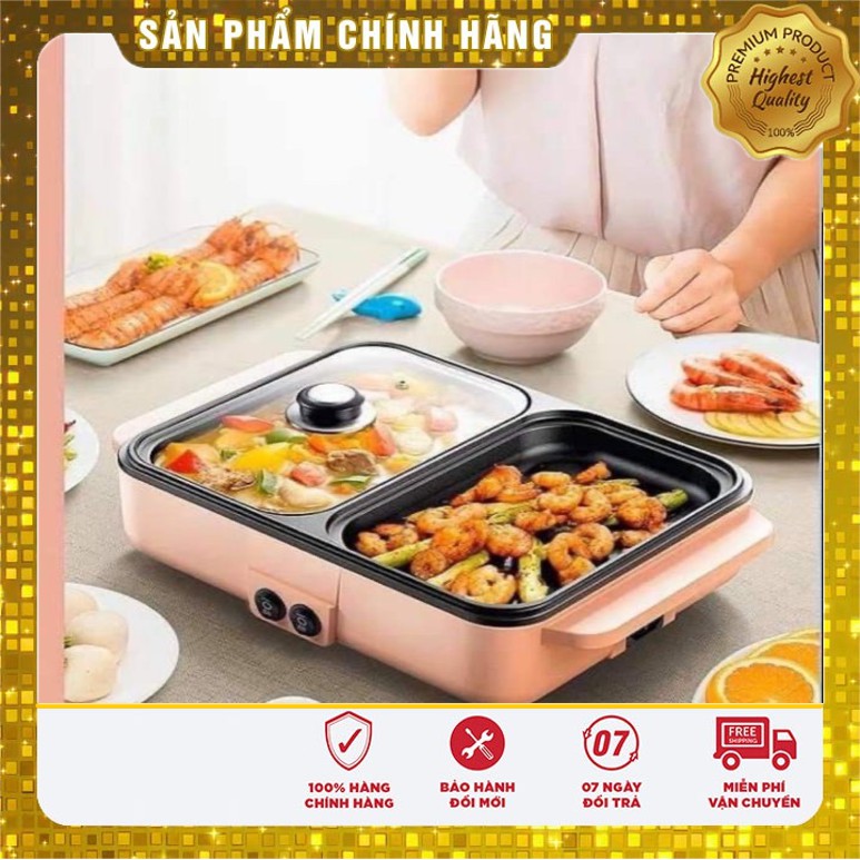 Nồi Lẩu Mini Cắm Điện Đa Năng Lớp Chống Dính Teflon Cao Cấp 2 ngăn