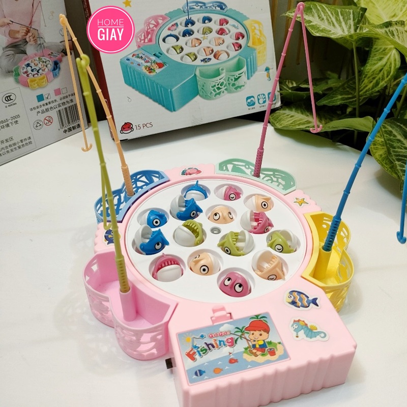 Đồ chơi câu cá điện trẻ em 45 con cá 4 cần câu nam châm phù hợp cho bé 2 - 6 tuổi