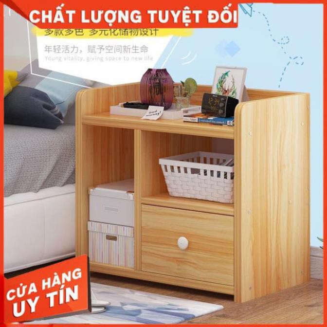 Tủ đầu giường trang trí phòng ngủ chất liệu gỗ công nghiệp phủ melamin bóng láng chống ẩm mốc