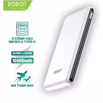 Pin Sạc Dự Phòng ROBOT 10.000mAh - 2 Output &amp; 2 Input - BẢO HÀNH 1 ĐỔI 1 - RT180