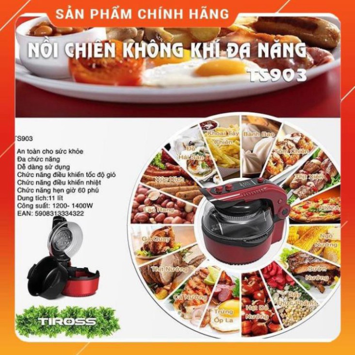 [Hỏa tốc 1 giờ]  [FREESHIP] Nồi chiên không dầu đa năng Tiross TS903 (11 lít) - Hàng chính hãng, BH 12 tháng