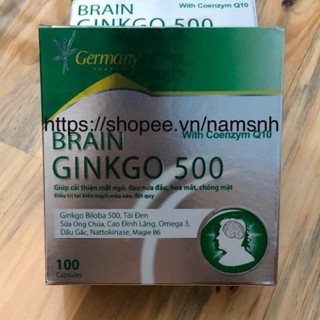 BRAIN Ginkgo 500-Giúp hoạt huyết, tăng cường lưu thông máu hộp 100 viên chính hãng