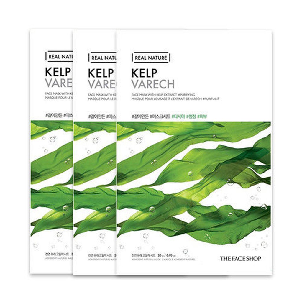 [Mã COSTFS205 -8% đơn 250K] Mặt Nạ Giấy Thanh Lọc Da Thefaceshop Real Nature Kelp Face Mask 20g