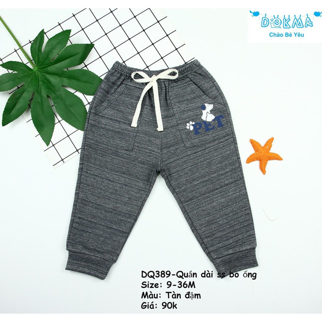 Dokma - Quần dài bo gấu chất mềm, mỏng cho bé (9-36m)