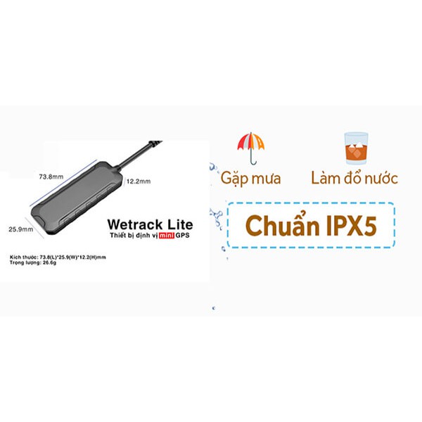 Định vị Wetrack Lite ô tô, xe máy siêu nhỏ, độ chính xác cao, miễn phí cước sim, phần mềm