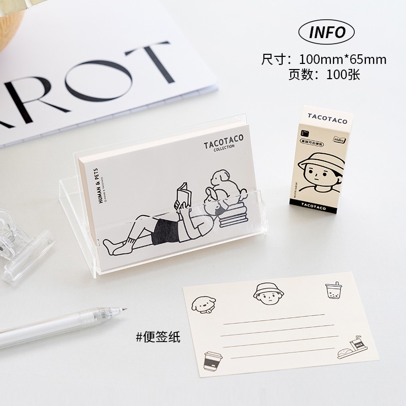 Bộ 100 Tấm / Hộp Giấy Ghi Chú Hình Nhân Vật Hoạt Hình Taco