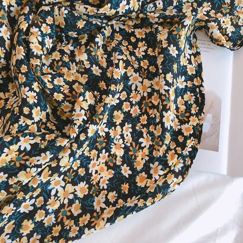 Đầm Tay Ngắn Hoạ Tiết Hoa Phong Cách Hàn Quốc/ Size Lớn Cho Nữ