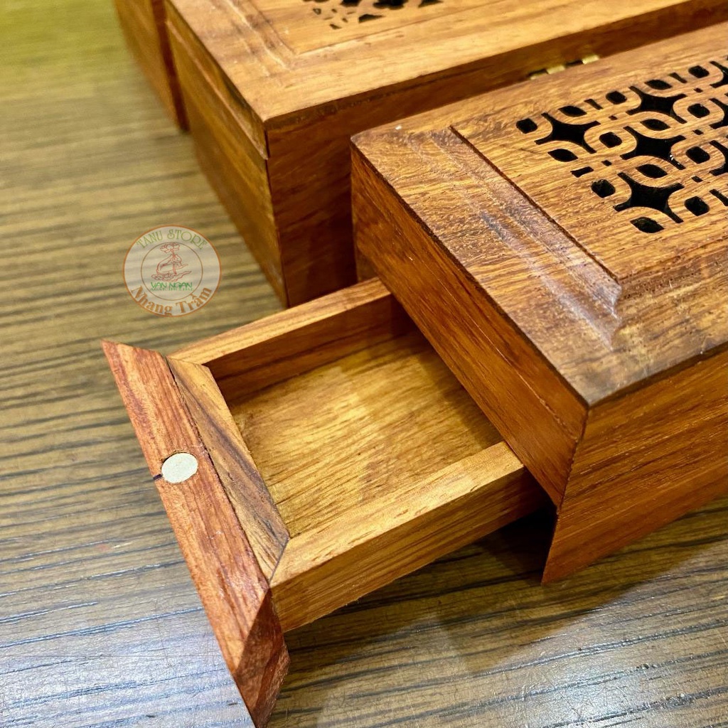 HỘP CHỮ NHẬT XÔNG NHANG TRẦM (MẪU LỚN)- CÓ NGĂN CHỨA NHANG VÀ NGĂN XÔNG NHANG, RẤT TIỆN LỢI VÀ SANG TRỌNG- TANU STORE