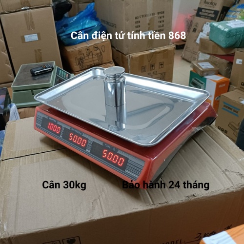 cân tính tiền điện tử (868) mặt cân được làm bằng inox dày sáng bóng ( bảo hành 2 năm )