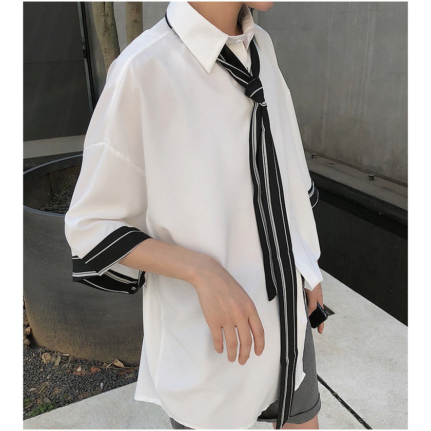 [Mã FAMAYMA2 giảm 10K đơn 50K] Áo Sơ Mi Nam Ngắn Tay Phối Cà Vạt Thanh Lịch Kiểu Dáng Hàn Trẻ Trung SOMI NAM 9000015 | BigBuy360 - bigbuy360.vn