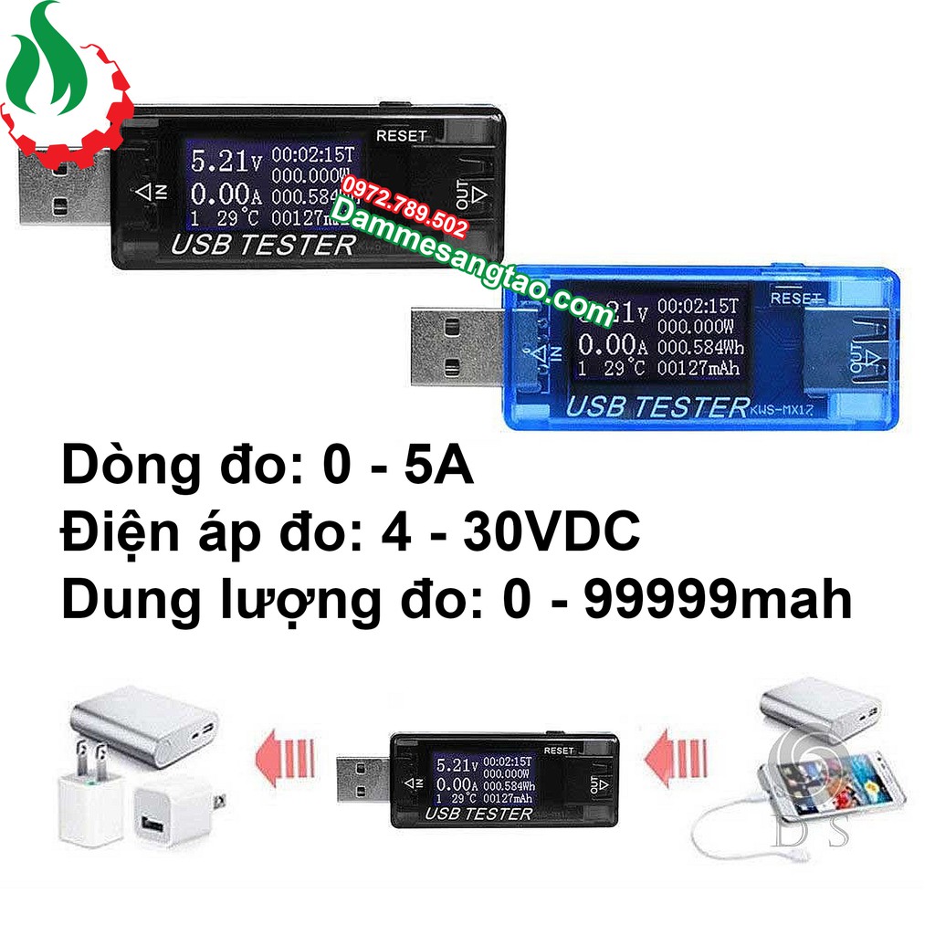 DMST Usb Test đo điện áp, dòng điện, dung lượng pin, công suất, nhiệt độ