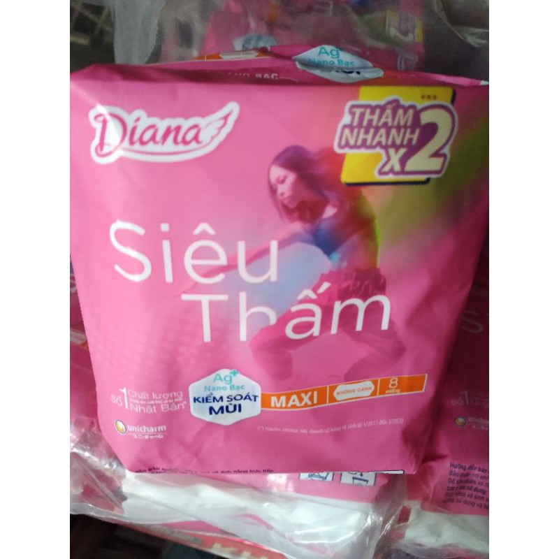 Băng Vệ Sinh Diana Siêu Thấm Dày Không Cánh 8 Miếng