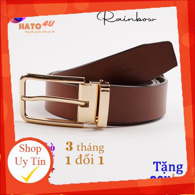 Thắt lưng nam thời trang cao cấp Rainbow B003 - Dây nịt da thật nhập khẩu Ý, mặt khóa kim - HATO 4U -Hàng nh