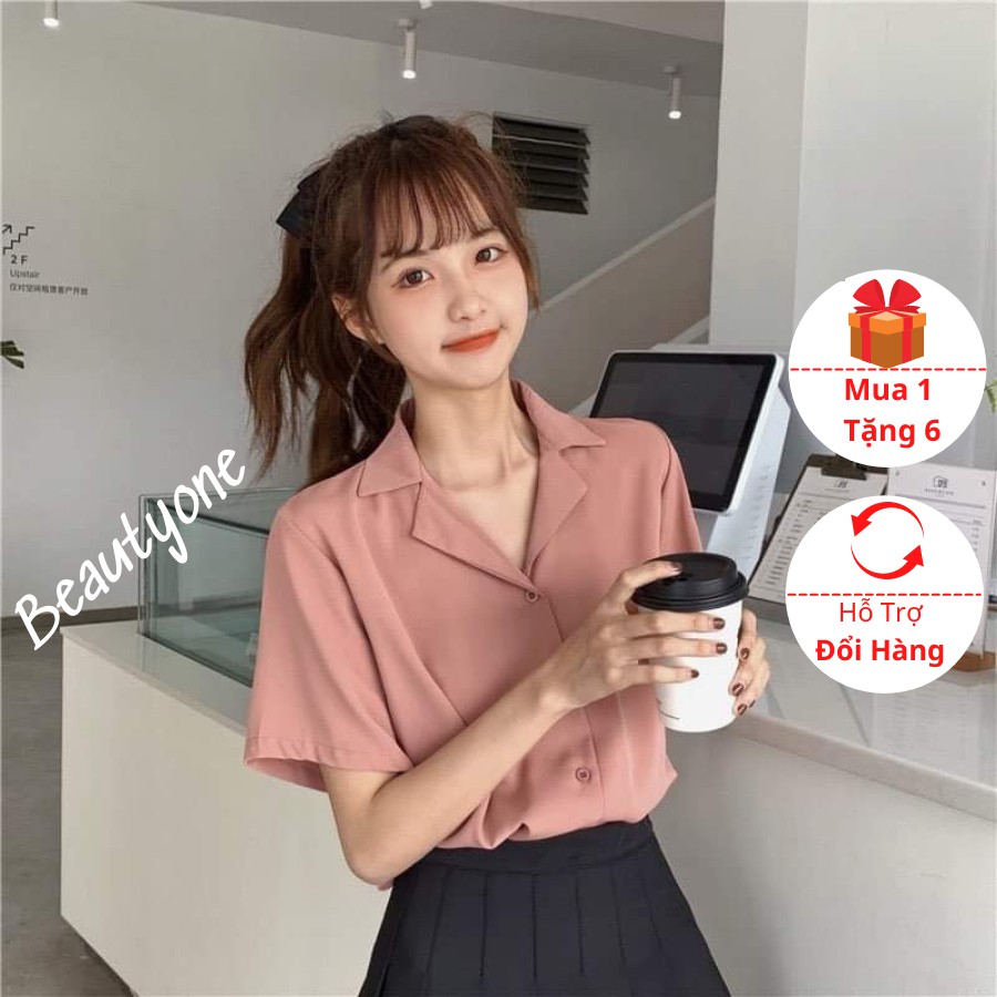 Áo Sơ Mi Cổ Vest Nhiều Màu Phong Cách Retro - Áo Sơ Mi Ngắn Tay Cổ Vest Basic