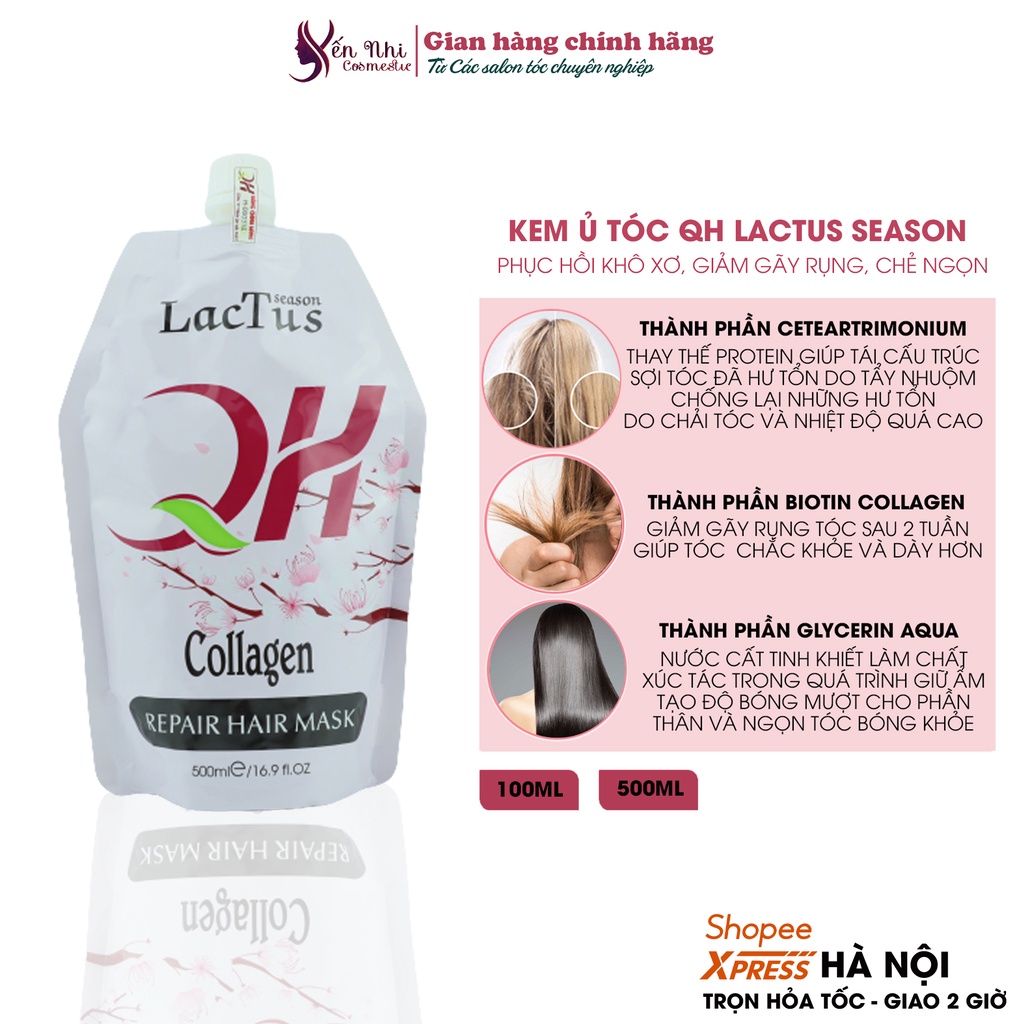 Kem ủ tóc Lactus season giảm gãy rụng phục hồi hư tổn chống xơ rối và tăng cường độ ẩm hấp tóc qh lactus season  500ml