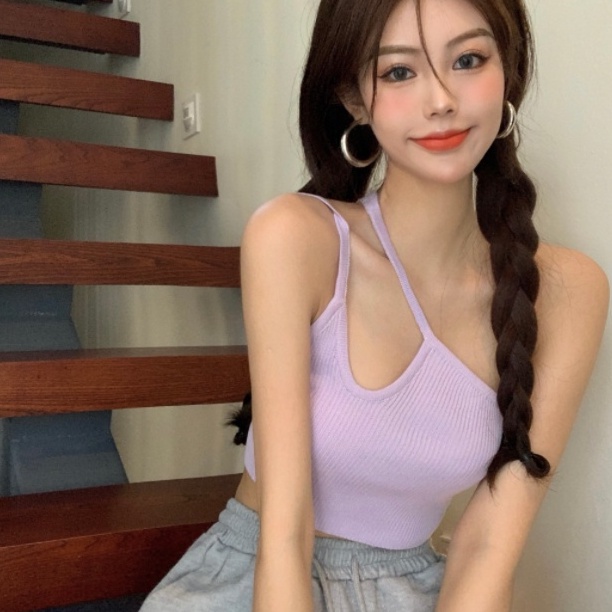 Áo dệt kim ihkke 2 dây dáng ôm quyến rũ thời trang cho nữ
