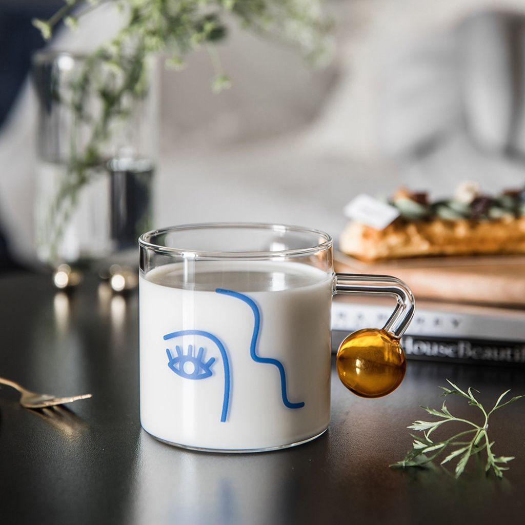 IVORY 1 Cốc Thủy Tinh Uống Trà / Cà Phê Có Tay Cầm Sáng Tạo