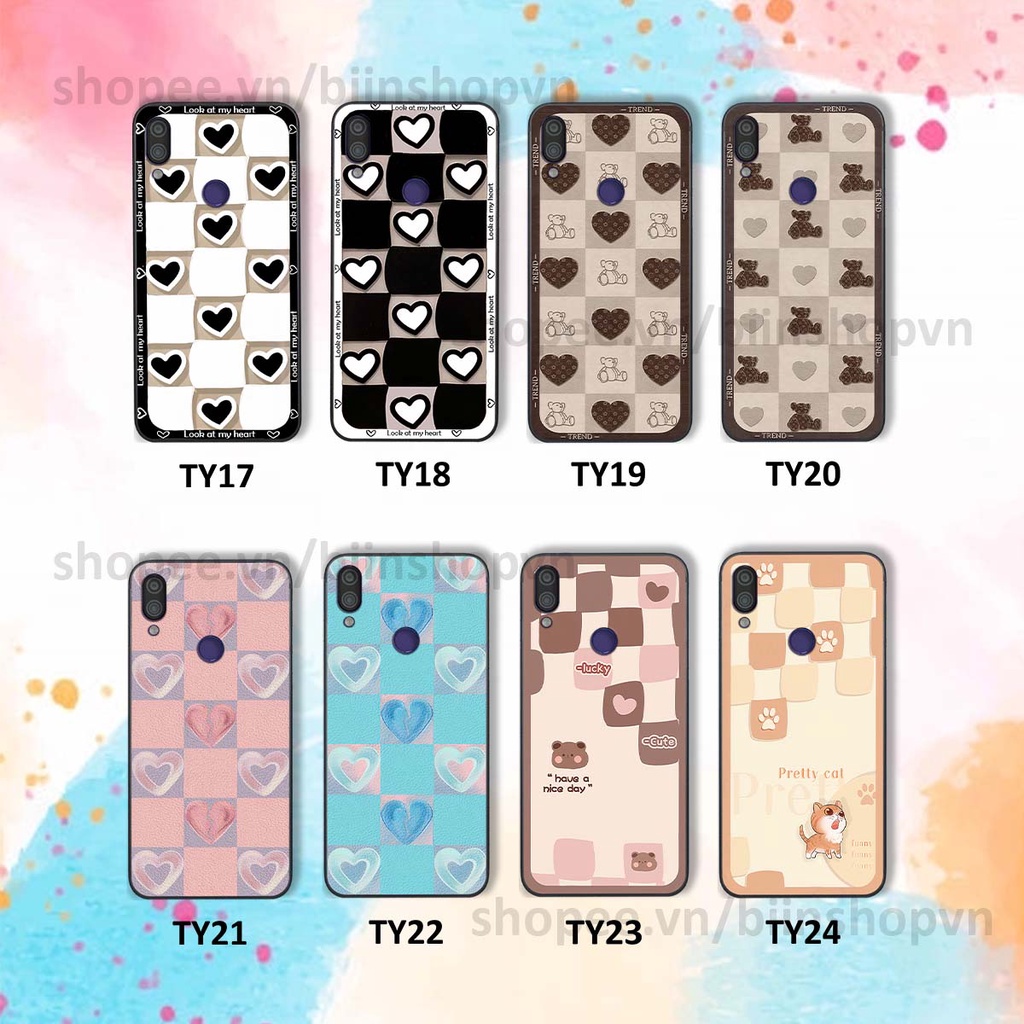 Ốp Xiaomi Redmi Note 7 caro trái tim nhiều màu sắc, đầy cá tính, khẳng định phong cách