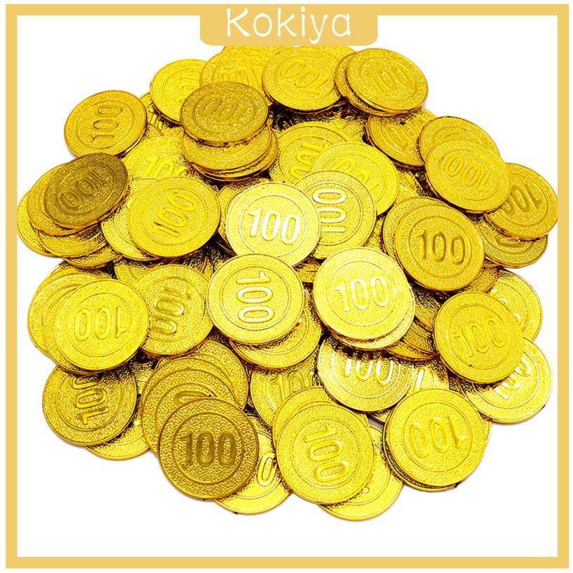 Set 100 Đồng Tiền Xu Cướp Biển Bằng Nhựa Màu Vàng Cho Bé