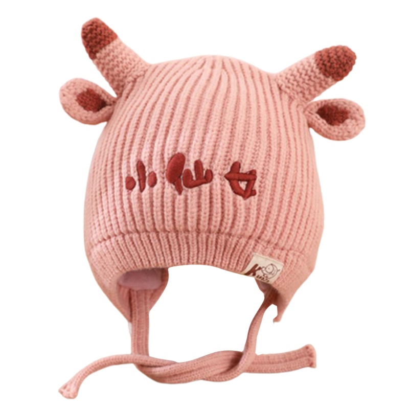 Mũ Beanie Dệt Kim Mềm Mại Hình Tai Động Vật Hoạt Hình Giữ Ấm Mùa Đông Cho Bé Trai Và Gái