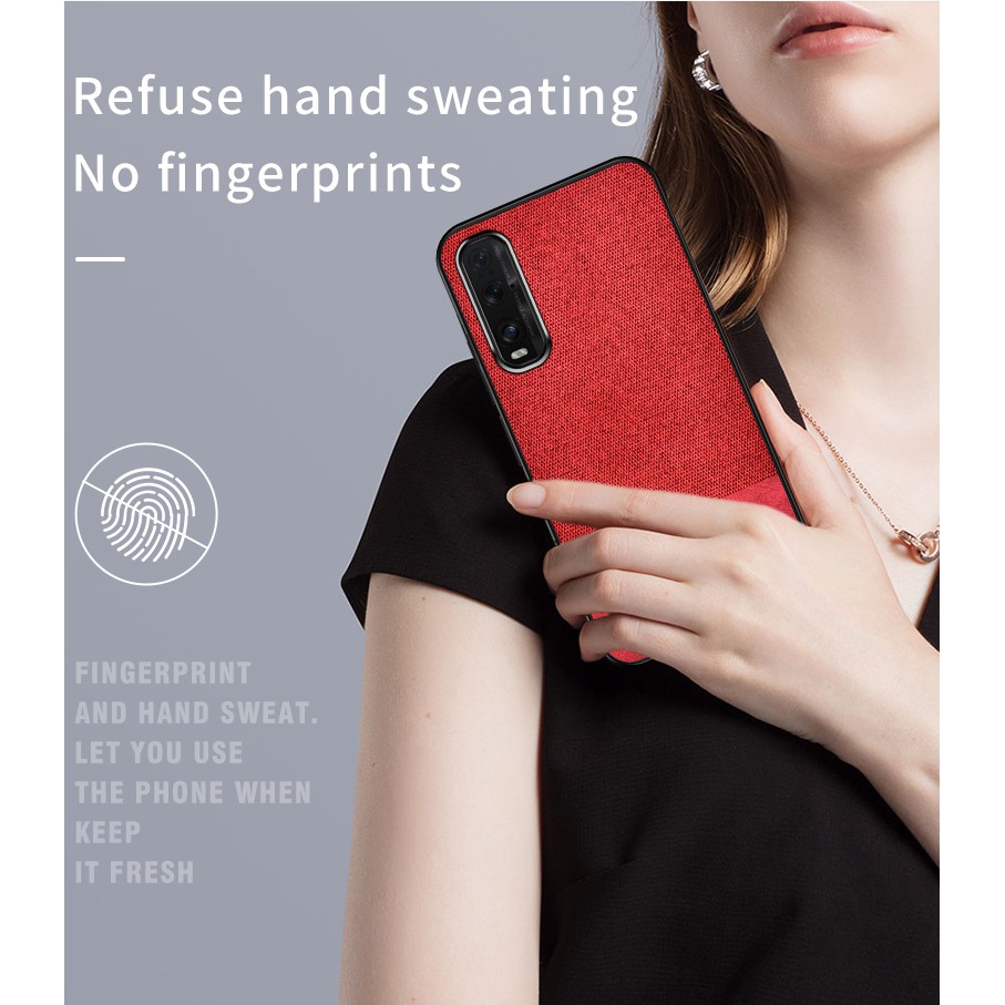 Oppo Find X2 Pro Reno 2 Z 2Z 2F 10X Leather Spliced Fabric Thin Phone Case Shockproof Casing Matte Protection Soft Shell Cover