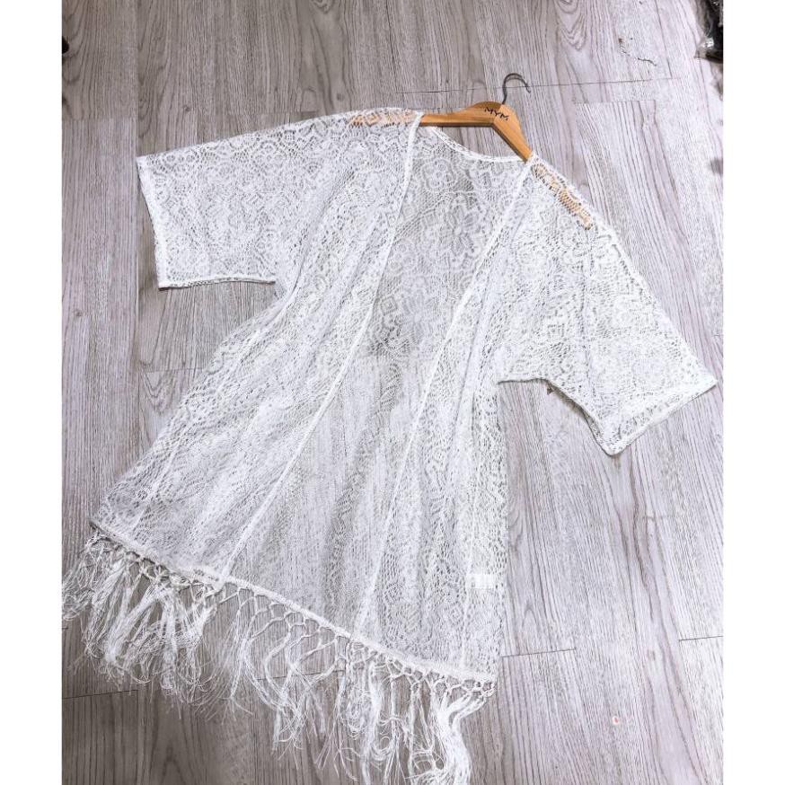 Kimono áo choàng ren dài trắng mặc ngoài bikini đi biển đẹp ་ | BigBuy360 - bigbuy360.vn