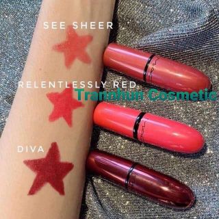 [Có bill macys -chính hãng] Set 3 son mac - relentlessly red - diva - see sheer (tách set no box)