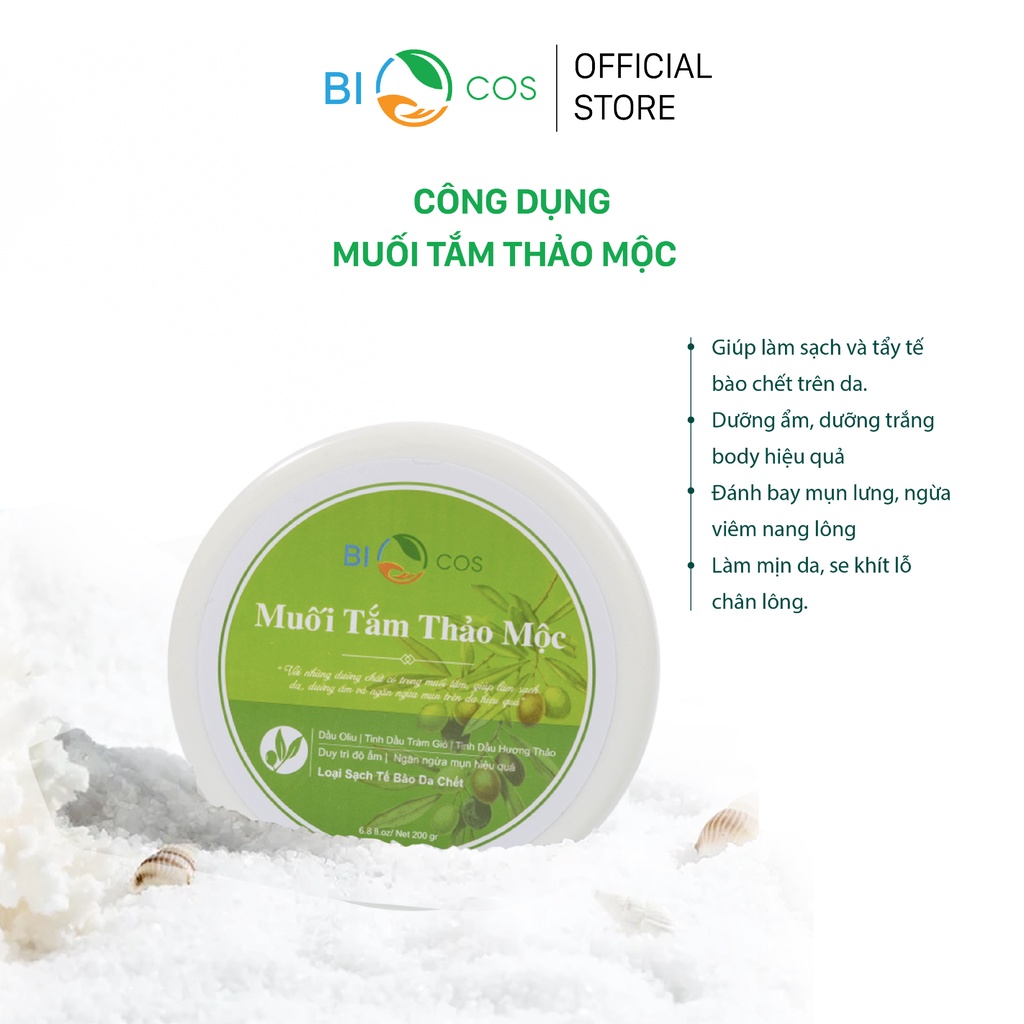 Muối Tắm Thảo Mộc BIOCOS - Sạch Mụn Lưng, Nang Lông Kết Hợp Tẩy Tế Bào Da Chết Body 200g