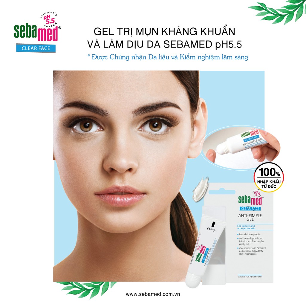 Gel làm giảm mụn và làm dịu da Sebamed pH5.5 Clear Face Anti-Pimple Gel 10ml (Nhập khẩu 100% chính hãng)
