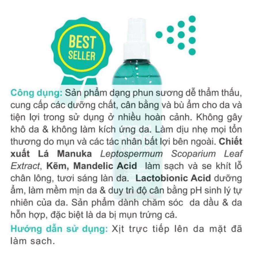 Nước hoa hồng se khít lỗ chân lông ZIAJA Manuka Tree Face Toner 200ml Toner xịt khoáng và dưỡng ẩm dành cho da dầu