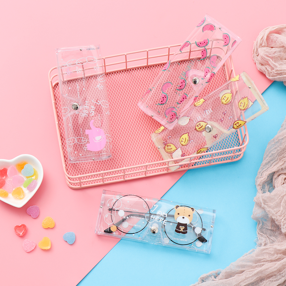 (Hàng Mới Về) Hộp Đựng Mắt Kính Trong Suốt Họa Tiết Hoạt Hình Dễ Thương