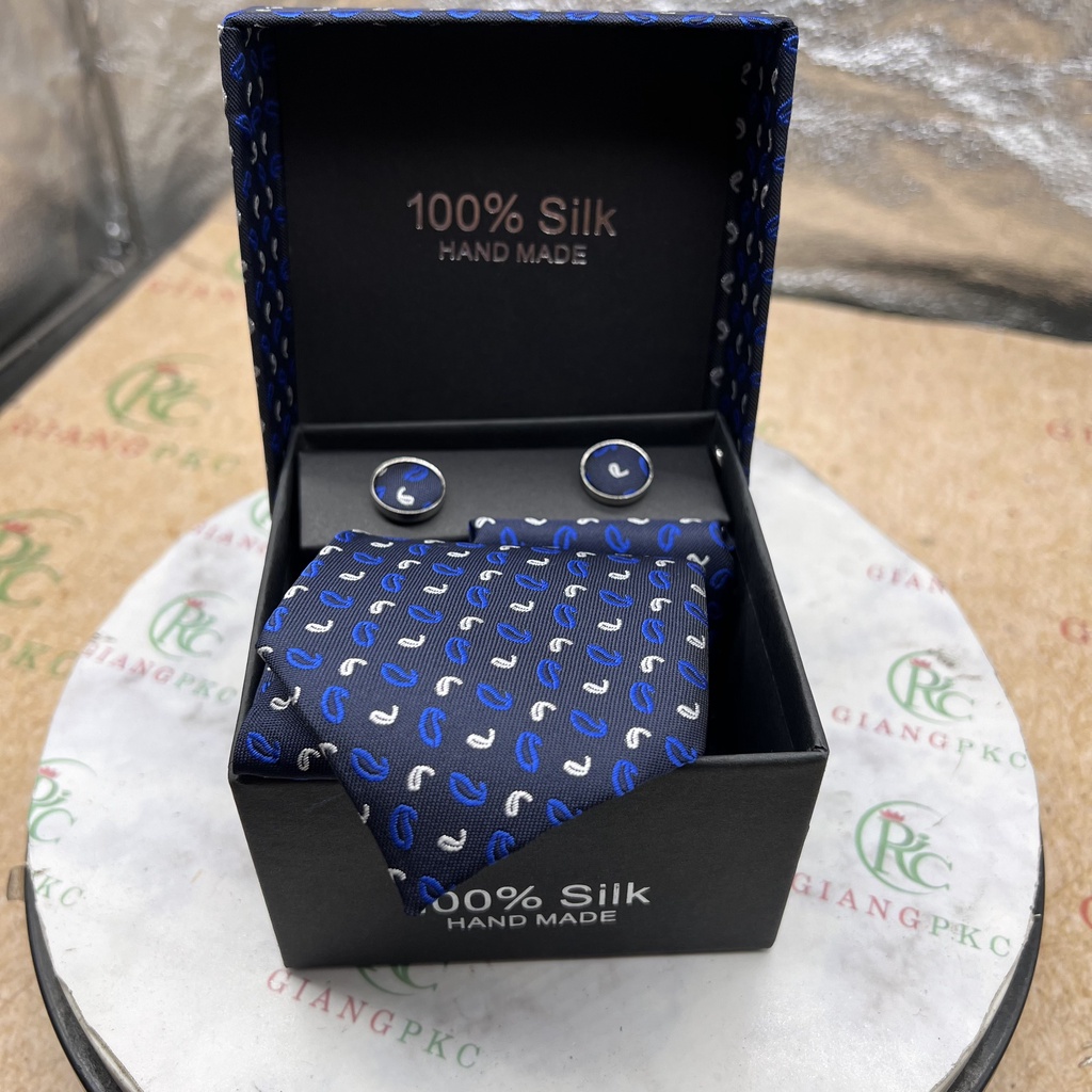 Cà vạt nam mẫu set hộp quà tặng đầy đủ