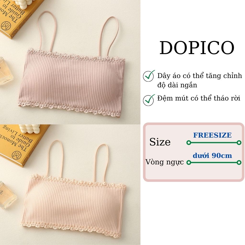 Áo bra ren nữ 2 dây đẹp , áo lót không gọng mút mỏng mặc thoải mái DOPICO B636
