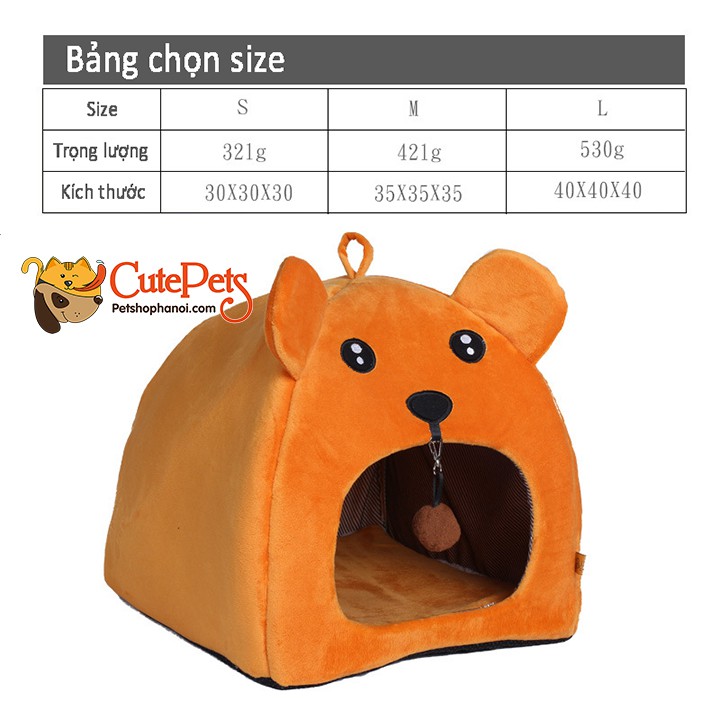 Nhà đệm gấu cam cho thú cưng - Nệm cho chó mèo - CutePets