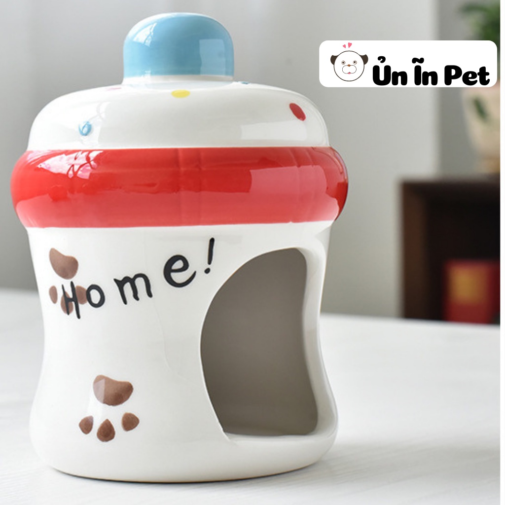 Nhà ngủ sứ hamster, BÌNH SỮA siêu mát, dễ thương