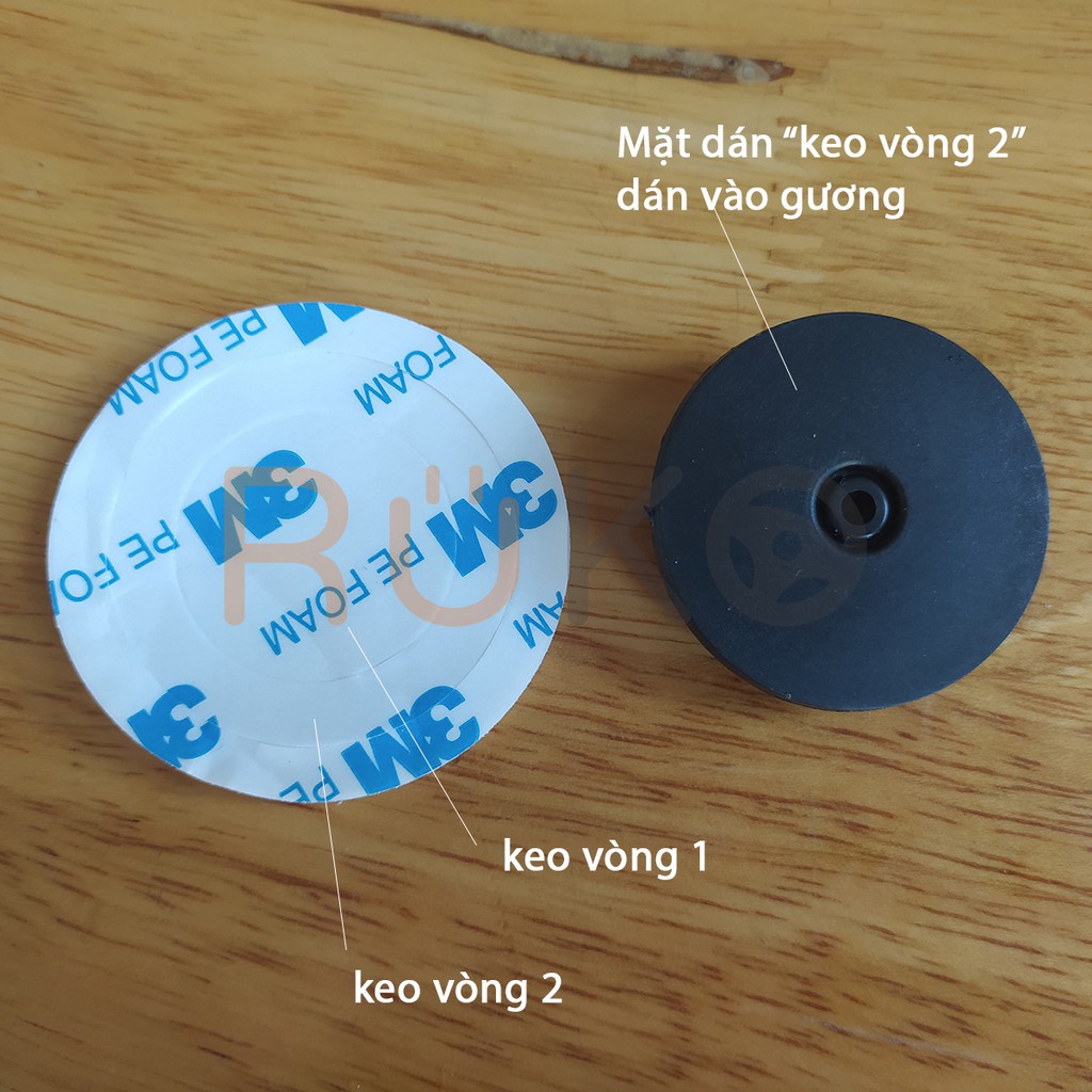 Cặp gương cầu lồi xoá điểm mù 5 cm - gắn kính chiếu hậu xe hơi, gương không đường viên