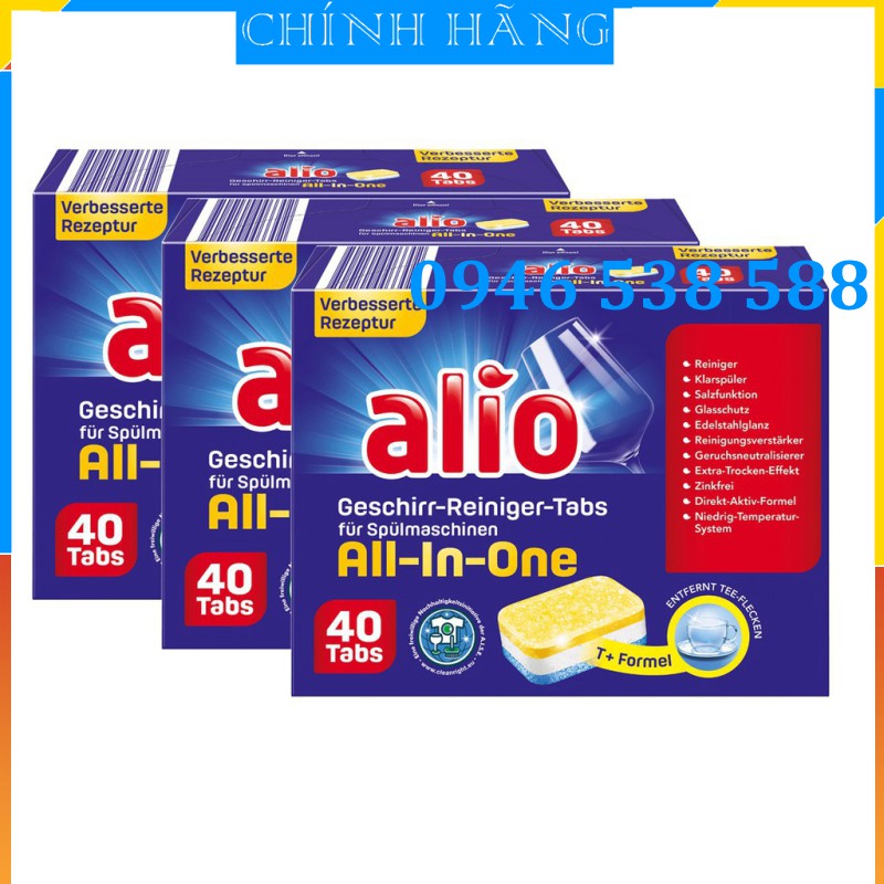 Combo 3 gói Viên rửa bát tổng hợp Alio All in one 40v (120v)