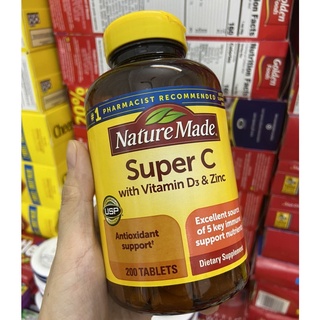 Nature made Super C 1000 mg 200 viên,bổ sung vitamin C,D3,ZinC tăng đề kháng,miễn dịch