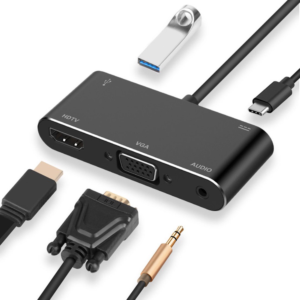 [New promo]5 In 1 USB C To HDMI-compatible Ad Ter 4K Type-C To HDMI-compatible/VGA