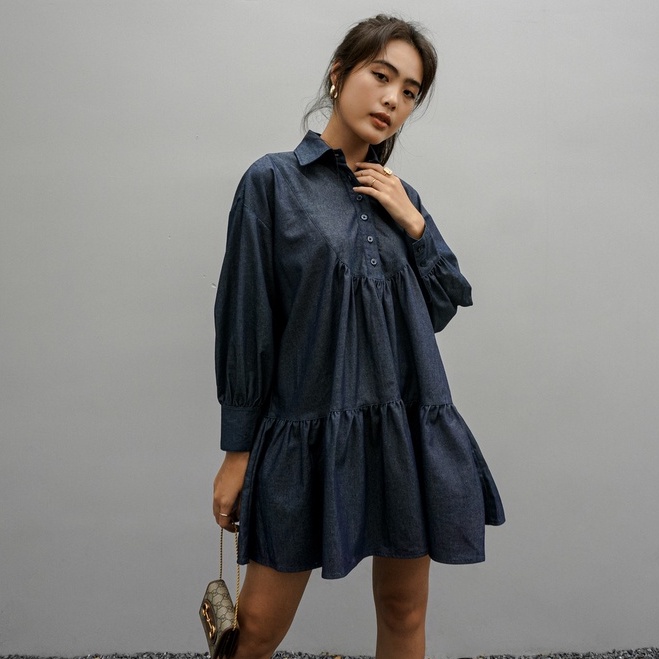 Wavy Denim Dress - Đầm Denim Dáng Phồng