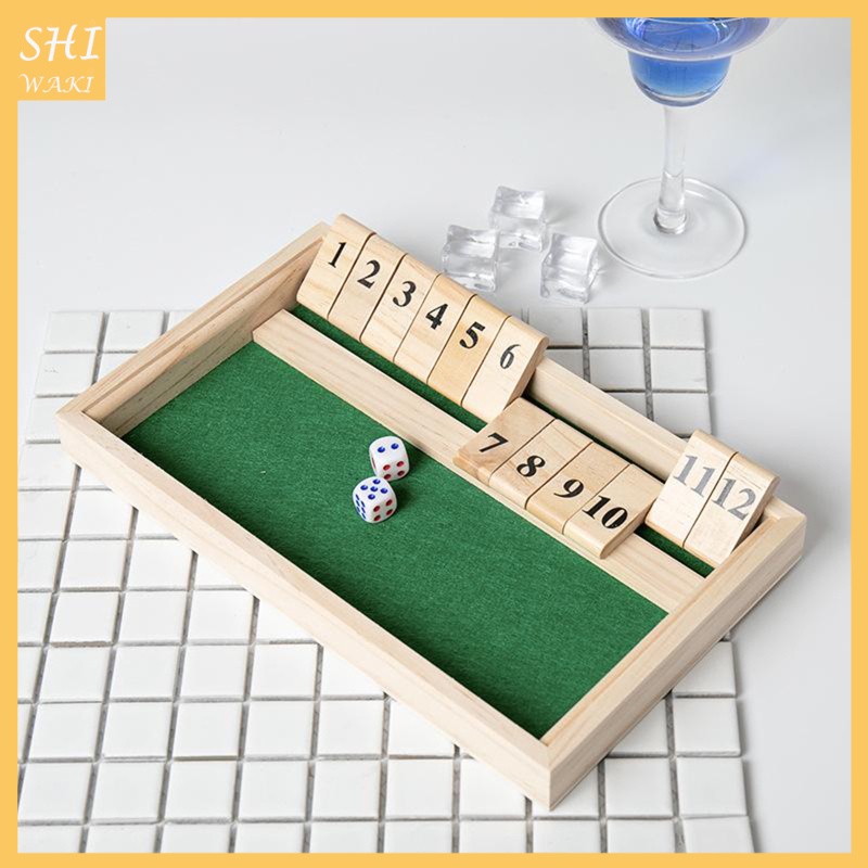 [In Stock]Shut The Box Game - 12 Numbers Wooden Dice Game Wooden Number Board Game