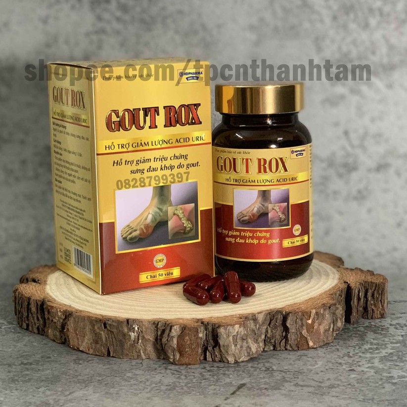 Viên uống GOUT ROX hỗ trợ giảm triệu chứng sưng đau khớp do gout, giảm lượng Acid Uric - Hộp 50 viên